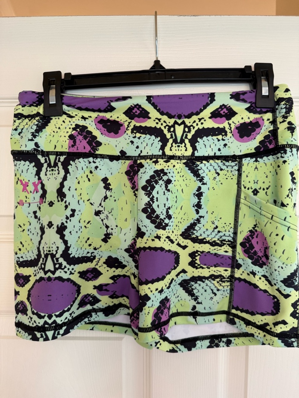 Athletic Shorts in Lime Green & Purple - Women's Performance Shorts